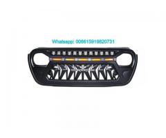 Jeep Wrangler JK JL Front Grill Bumper upper grill LED Light