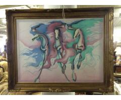 Abstract Galloping Horse Painting With Frame for sale - $399 (brooklyn, NYC)