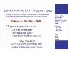 Physics geometry algebra trig calculus Lessons from Tutor PhD in Matematics  (Westchester, NY)