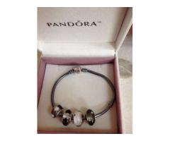 Authentic Pandora Bracelet for Sale with four Murano glass charms - $200 (Queens, NYC)