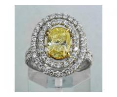 BAJ-91 3.04 tcw Oval Shape Fancy Yellow Diamond Engagement Ring for Sale - $9000 (Midtown, NYC)