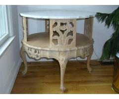 Carrera Marble Top Hand-Carved Side Table - 33"Diameter - $275 (Dix Hills)