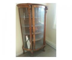 Solid oak round glass china cabinet for sale - $575 (canarsie, Brooklyn, NYC)
