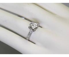 3.27 ct exc cut round brilliant F-SI2 diamond 18k white gold pave ring for Sale - $6900 (NYC)