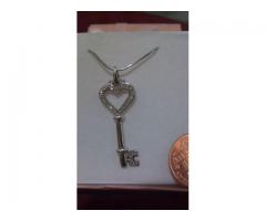 Sterling Silver Diamond Key Heart Necklace Chain for Sale - $225 (Queens, NYC)