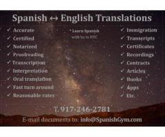 Certified Spanish ↔ English Translations - (Union Square, NYC)