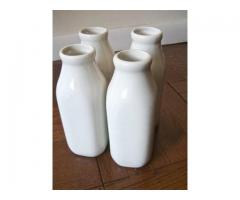4 White Ceramic Milk Bottles Sculpture for Sale - $35 (Upper East Side, NYC)