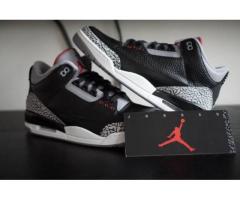 air jordan 3 retro shoes size 10 black/varsity red-cement grey for sale - $700 (East Village, NYC)