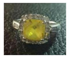 White gold ring for sale/ yellow sapphire an diamonds - $375 (NYC)