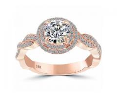 1.56 Ct E-VS2 Round Diamond Engagement Ring 14k Rose Gold FOR Sale - $11850 (Midtown West, NYC)