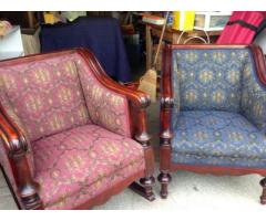 Upholstered rocker rocking chair w/ mahogany trim for sale - $150 (Greenwich, NY)