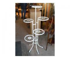 WHITE METAL PLANT STAND FAUX BAMBOO - $275 (GLEN COVE, NY)